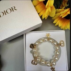 Dior Gold and Cream Pearl Charm Bracelet